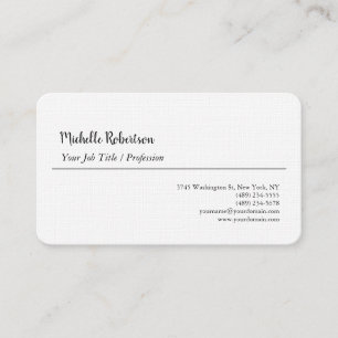 Black White Plain Minimalist Personalized Business Card