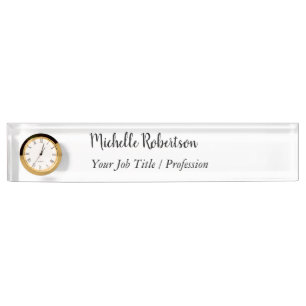 Black White Plain Minimalist Personalized Desk Name Plate
