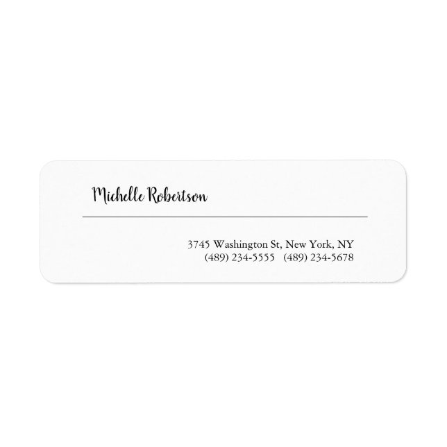 Black White Plain Minimalist Personalized Label (Front)