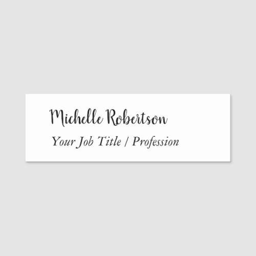 Black White Plain Minimalist Personalized Name Tag