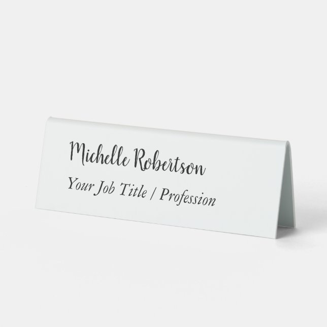 Black White Plain Minimalist Personalized Table Tent (Front)