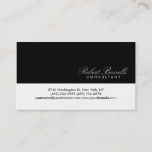 Black White Plain Modern Consultant Business Card