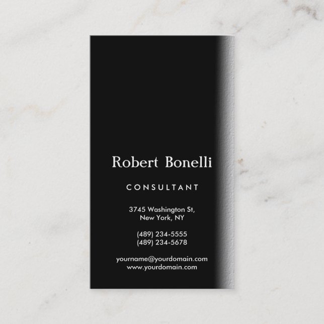 Black White Plain Modern Consultant Business Card (Front)