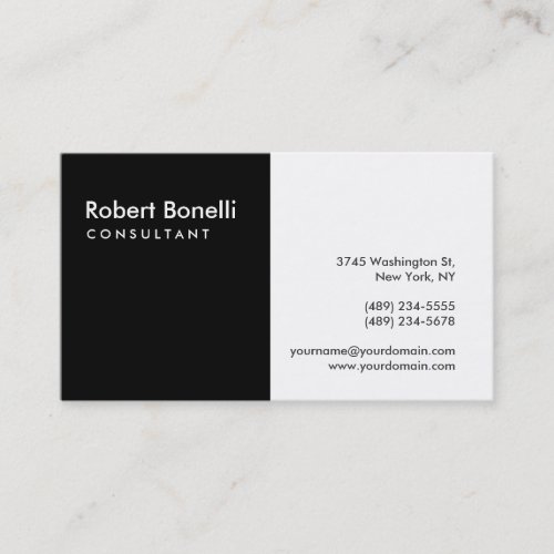 Black White Plain Modern Consultant Business Card