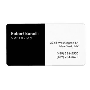 Black White Plain Modern Consultant Label