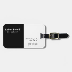 Black White Plain Modern Consultant Luggage Tag