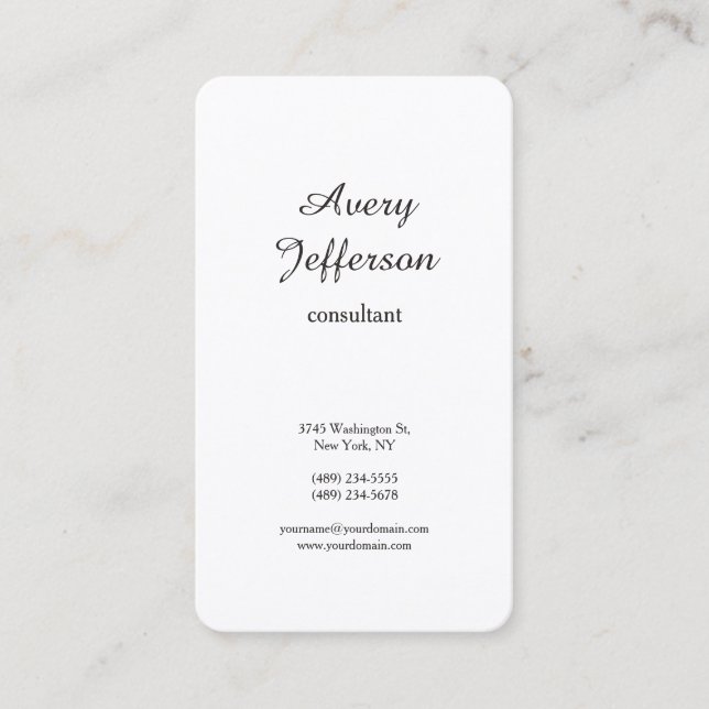 Black & White Plain Modern Minimalist Professional Business Card (Front)