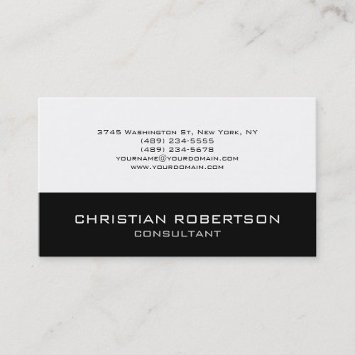 Black White Plain Unique Consultant Business Card