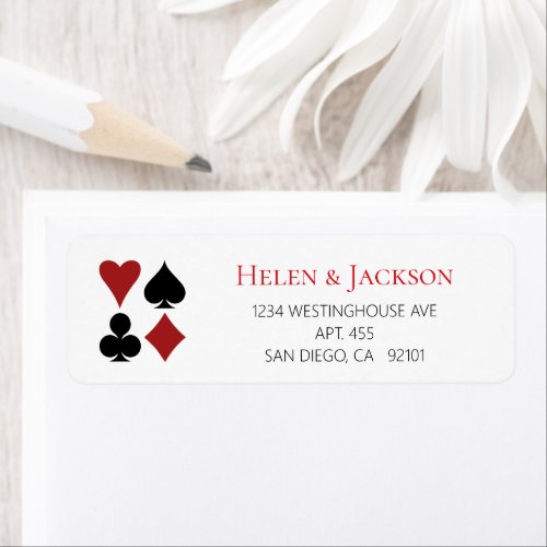 Black White Playing Card Suits Las Vegas Wedding Label