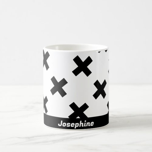 Black White Plus Cross Scandinavian Pattern Coffee Mug