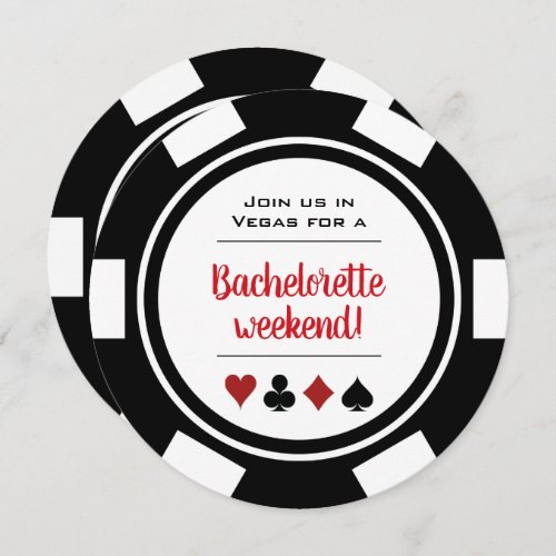Black White Poker Chip Casino Bachelorette Party Invitation