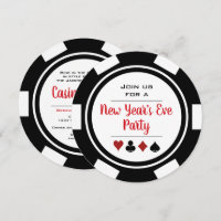 Black White Poker Chip Casino Night New Year's Eve