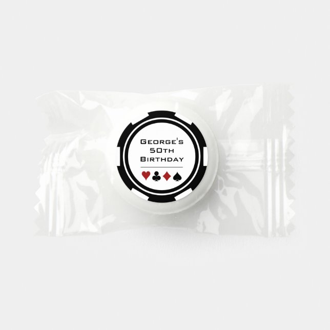 Black White Poker Chip Casino Theme Birthday Life Saver® Mints (Front)