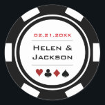 Black White Poker Chip Casino Wedding Classic Round Sticker<br><div class="desc">Getting married in Las Vegas or another fun casino city? Or having a casino themed wedding? These white and black stickers would make a perfect addition to your guest's favors or to seal their invitations. Personalize your design with your names in black in the center, and a wedding date, thank...</div>