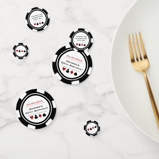 Black White Poker Chip Las Vegas Wedding Confetti (Group)