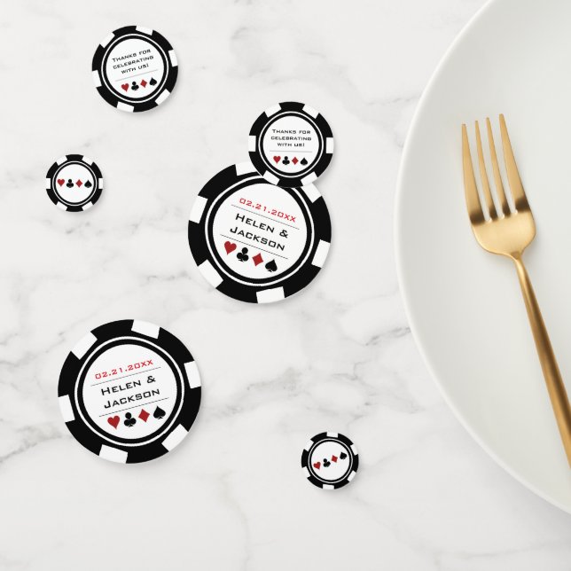 Black White Poker Chip Las Vegas Wedding Confetti (Group)