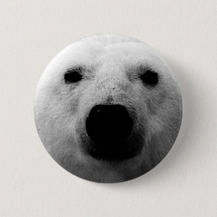 Black & White Polar Bear Button