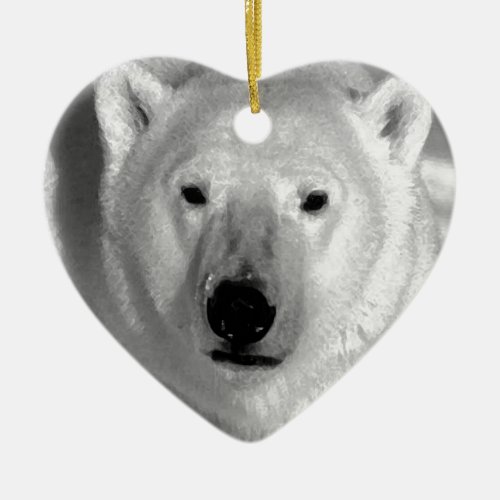 Black  White Polar Bear Ceramic Ornament