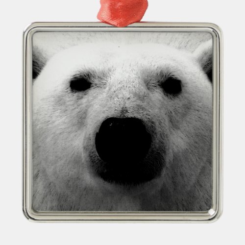 Black  White Polar Bear Metal Ornament