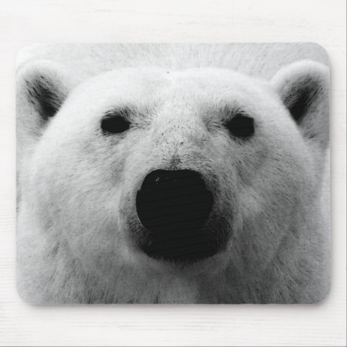 Black  White Polar Bear Mouse Pad