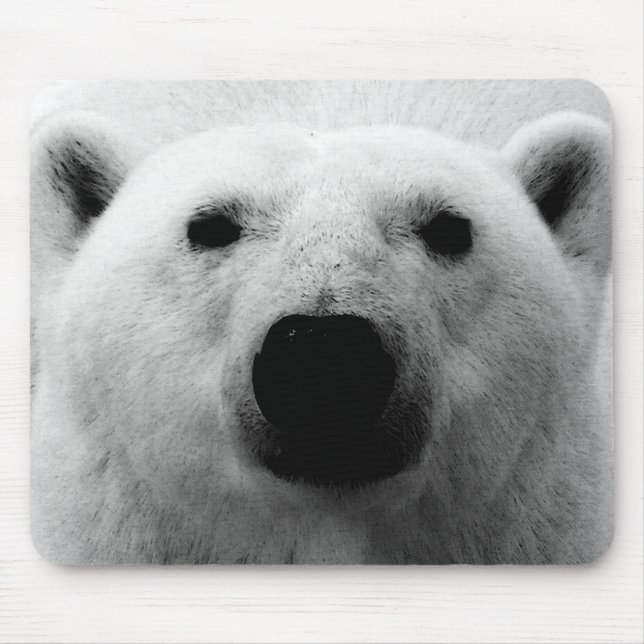 Black & White Polar Bear Mouse Pad (Front)