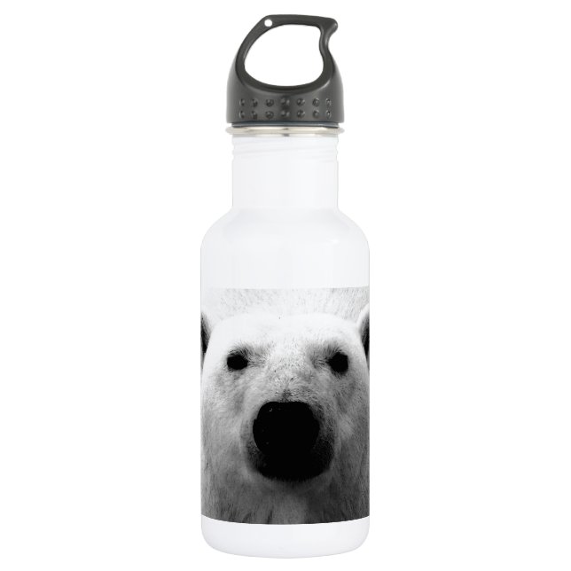 Black & White Polar Bear Stainless Steel Water Bottle (Front)