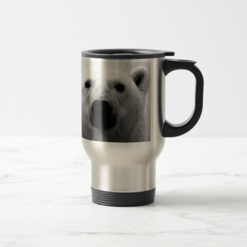 Black  White Polar Bear Travel Mug