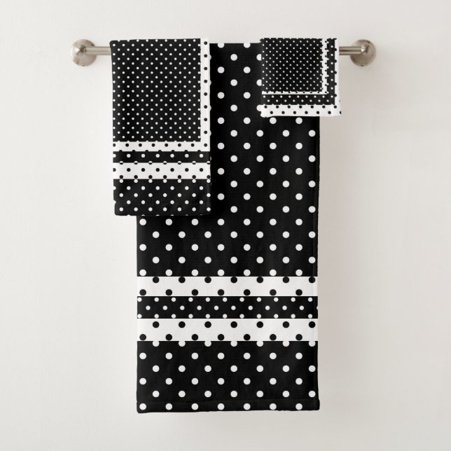 Black White Polka Dot Bath Towel Set (Insitu)