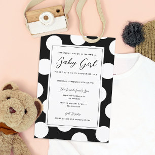 Black & White Polka Dot Border Baby Shower Invitation