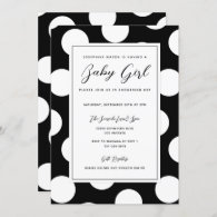 Black & White Polka Dot Border Baby Shower Invitation