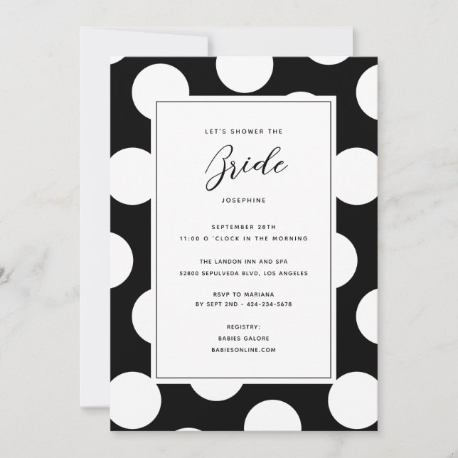 Black & White Polka Dot Border Bridal Shower Invitation (Front)