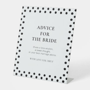 Black & White Polka Dot Bridal Shower Advice Cards Pedestal Sign