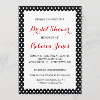 Black White Polka Dot Bridal Shower Invitations