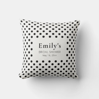 Black & White Polka Dot Bridal Shower Throw Pillow