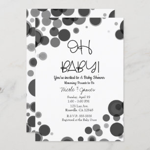 Black White Polka Dot Bubbles OH BABY Shower Invitation