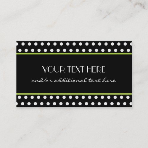 Black &amp; White Polka Dot Business Card Template