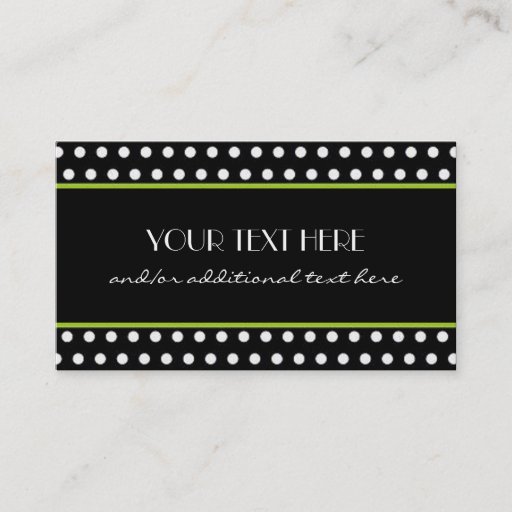 Customizable Black &amp; White Polka Dot Business Card Template