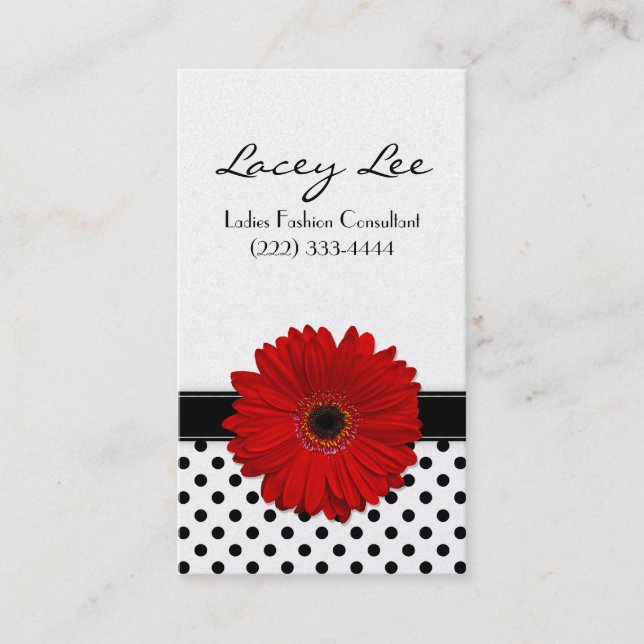 Black & White Polka Dot Business Card template (Front)
