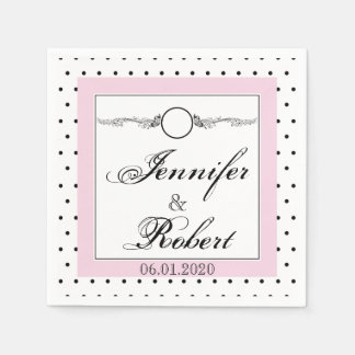 Black White Polka Dot Butterfly Wedding Napkin