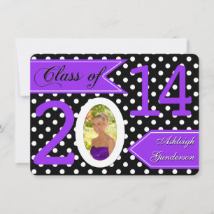 Black White Polka Dot Class of 2014 Photo Invite