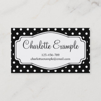 Black White Polka Dot Classic Custom Business Card