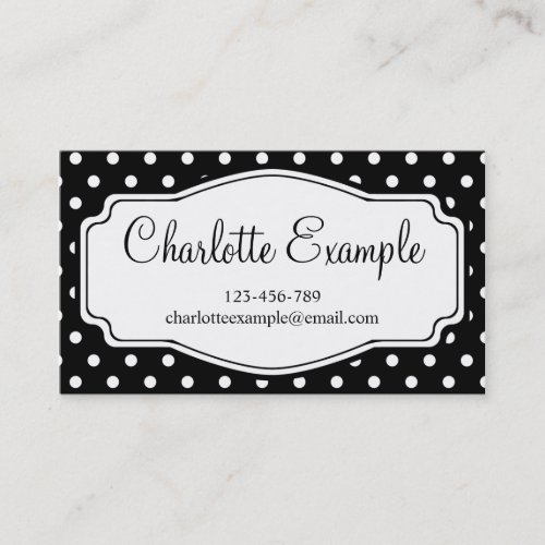 Black White Polka Dot Classic Custom Business Card