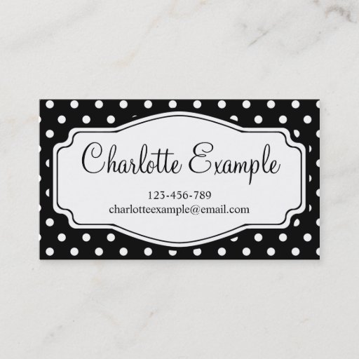 Customizable Black White Polka Dot Classic Custom Business Card