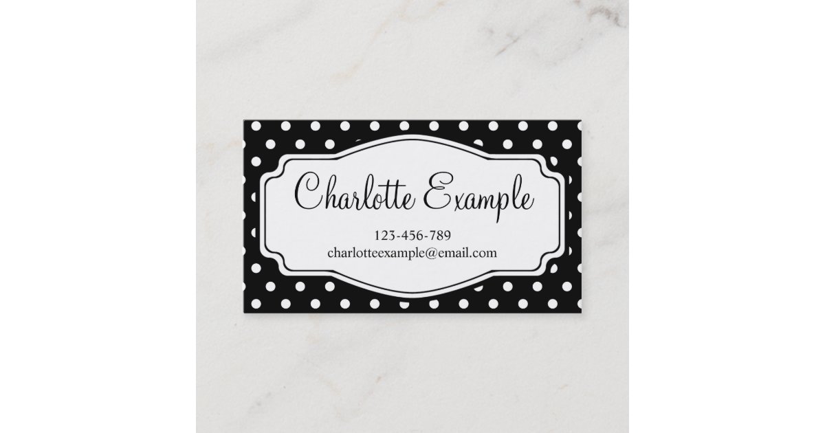 Black White Polka Dot Classic Custom Business Card | Zazzle
