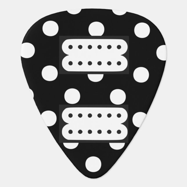 Black/White Polka Dot Guitar Pick (Front)