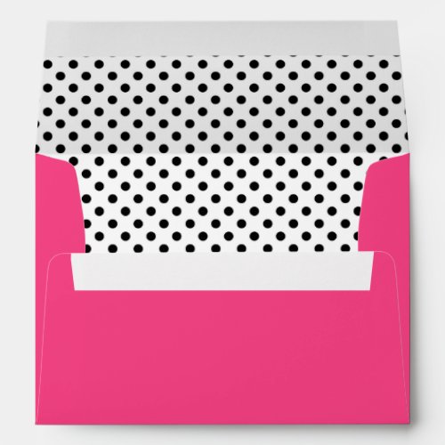 Black White Polka Dot Hot Pink A7 Envelope
