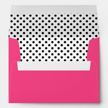 Black White Polka Dot Hot Pink A7 Envelope by wasootch at Zazzle