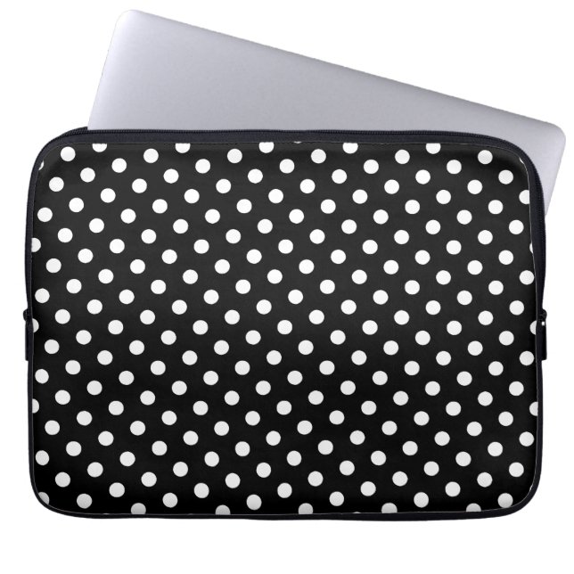 Black & White Polka Dot Laptop Sleeve (Front)