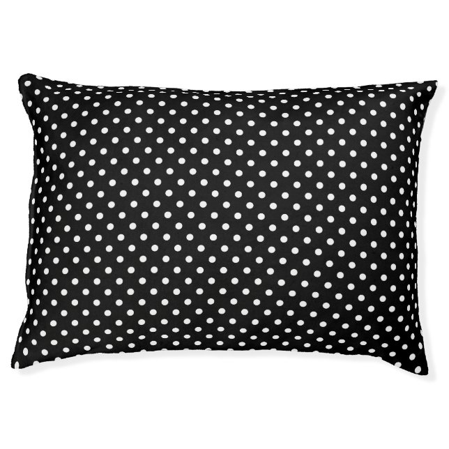 Black White Polka Dot Large Dog Bed (Front)