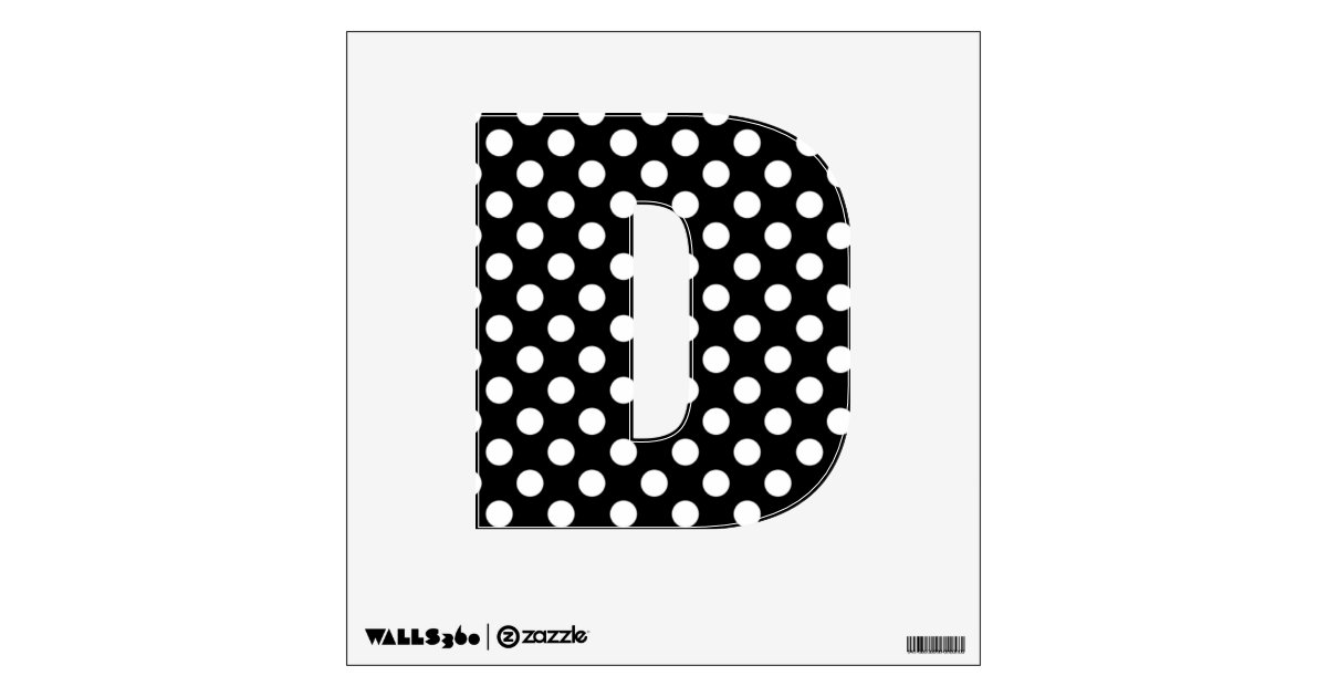 black white polka dot letter d wall decal zazzlecom
